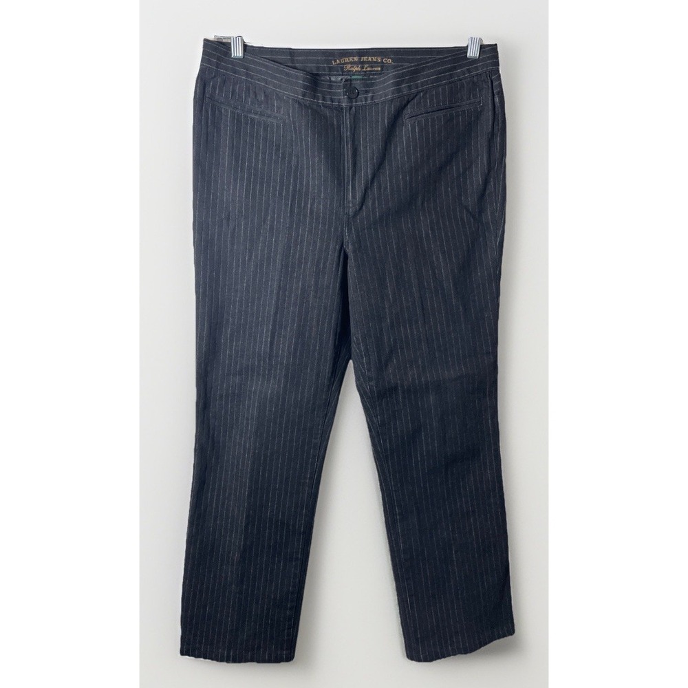 Lauren Jeans Co Ralph Lauren Black Denim‎ Pinstriped Jeans Women's Size 12 34x27
